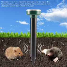 2pcs Solar Mole Repellent Solar Animal Repeller Stakes Waterproof Ultrasonic Gopher Repellent Outdoor Ultrasonic Gopher Control Spikes Ultrasonic
