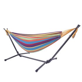 Portable Outdoor Polyester Hammock Set Black Background & Silver Flower & Colorful