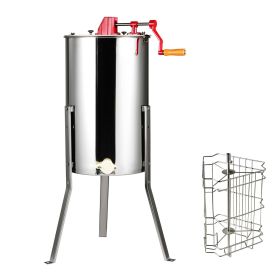 Manual Honey Extractor, 2/4 Frames Honey Spinner Extractor, Stainless Steel Beekeeping Extraction, Honeycomb Drum Spinner with Lid