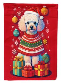Poodle Holiday Christmas House Flag Large Porch Sleeve Pole Decorative Outside Yard Banner Artwork Wall Hanging, Polyester, House Size, Multicolo