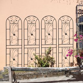 4 Pack Metal Garden Trellis 86.7" x 19.7" Rustproof Trellis for Climbing Plants Outdoor Flower Support Peacock Style Black