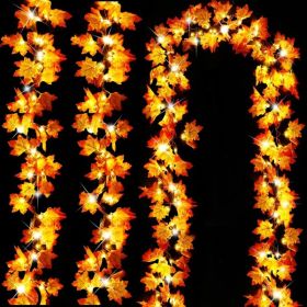 3 Pack Halloween Fall Decor 30Ft Fall Garland With Lights 60LED (Option: ORANGE)