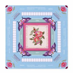 American Mahjong Playing Mat With Printed Charleston Guide, 80 X 80cm Square Table Mat For 4 Players, Floral Butterfly Design (Option: American Mahjong Playing Mat-Blue)