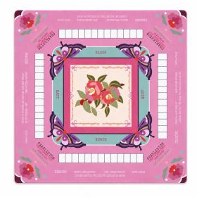 American Mahjong Playing Mat With Printed Charleston Guide, 80 X 80cm Square Table Mat For 4 Players, Floral Butterfly Design (Option: American Mahjong Playing Mat-Pink)