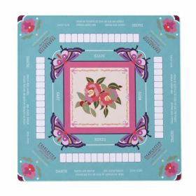 American Mahjong Playing Mat With Printed Charleston Guide, 80 X 80cm Square Table Mat For 4 Players, Floral Butterfly Design (Option: American Mahjong Playing Mat-Green)