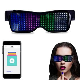 Bluetooth Led Party Glasses App Control Luminous Glasses Editable Text DIY Charge Flashing Eyewear Christmas Concert Sunglasses (Color: 4 Color Glasses, Ships From: China)