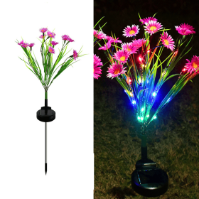 Solar Garden Lights LED Flower Stake Lamp Outdoor Yard Waterproof Patio Decor (Color: Pink, Package: 4 Pack)