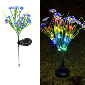 Solar Garden Lights LED Flower Stake Lamp Outdoor Yard Waterproof Patio Decor (Color: Blue, Package: 2 Pack)