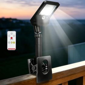 Clip On Solar Lights Outdoor - Motion Sensor Outdoor Lights with Remote Control (Color: Black Clip-on Mount 1P)