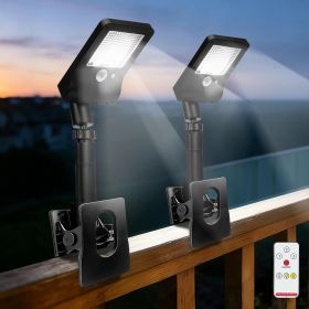 Clip On Solar Lights Outdoor - Motion Sensor Outdoor Lights with Remote Control (Color: Black   Clip-on Mount 2P)