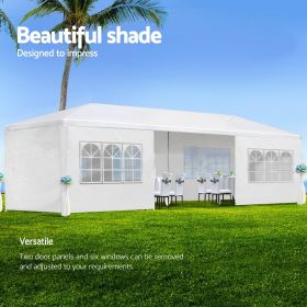 10x30' Wedding Party Canopy Tent Outdoor Gazebo with 8 Removable Sidewalls (Color: White)