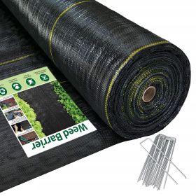 Weed Barrier Landscape Fabric with U-Shaped Securing Pegs, Heavy-Duty Block Gardening Mat Weed Control (size: 3X50)